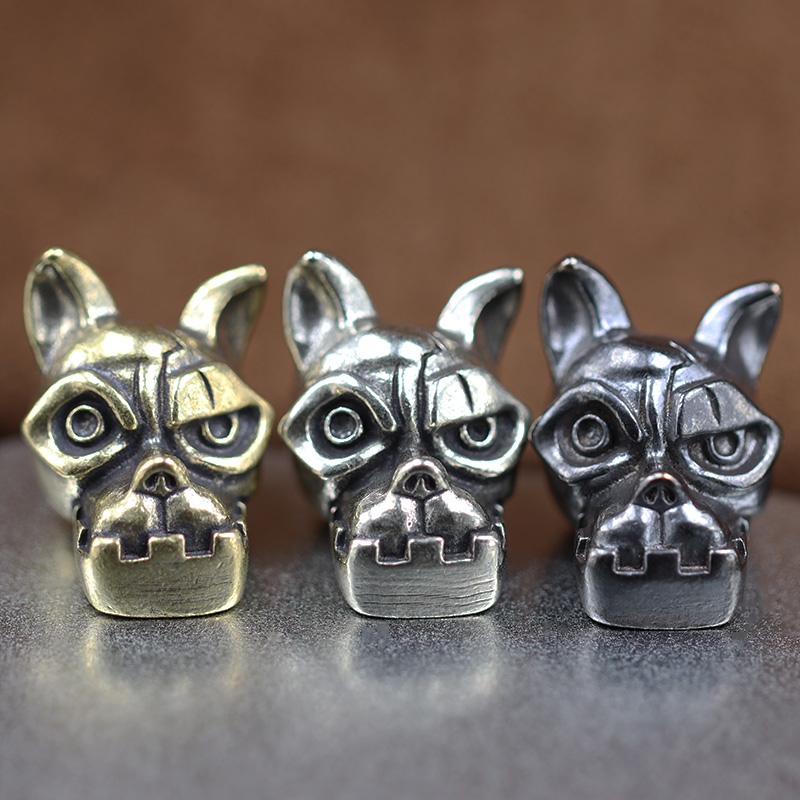 Edc Carry Knife - ブルドッグヘッド真鍮ナイフビーズEDC DIYパラコード織りアクセサリージュエリー動物犬子犬バックパック傘ロープランヤードペンダント