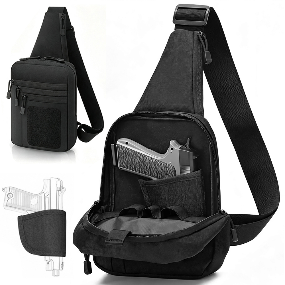 隠し銃持ち用チェストガンバッグ、ピストルガン収納バッグ、タク - Edc Concealed Carry Sling Bag のレビューと価格