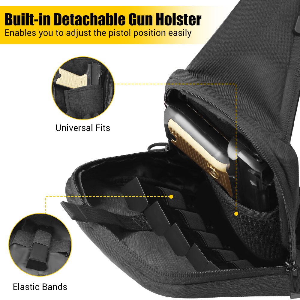 タクティカルピストルガンバッグ 隠しキャリーガンホルスター  - Edc Concealed Carry Sling Bag のレビューと価格