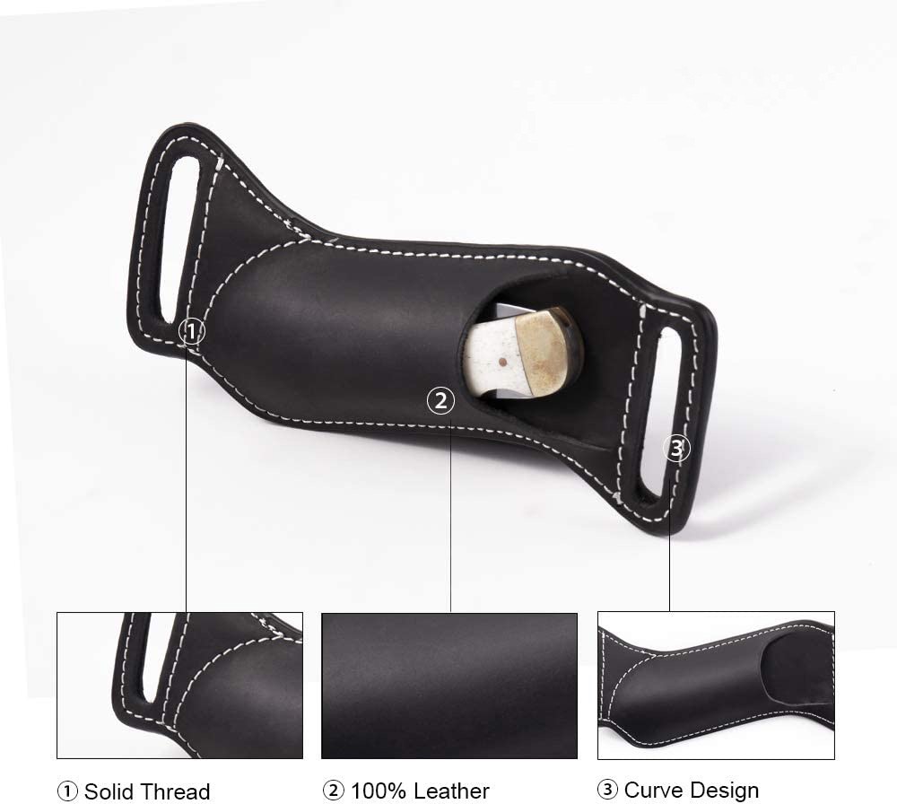 屋外用、本革製、腰に装着できるEDCナイフ用シース／ポーチ。 - Edc Carry Knife のレビューと価格