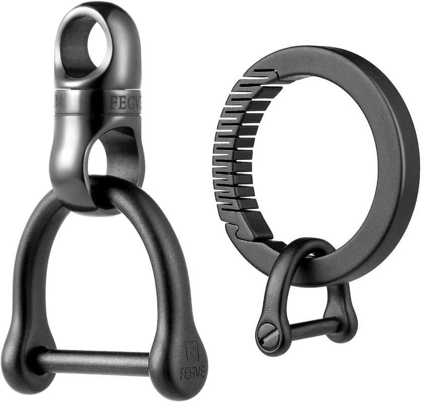 丸型カラビナクリップ付きチタン製キーリング。丈夫なEDCキー - Edc Carry Clip のレビューと価格